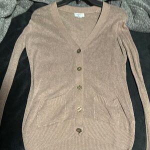 Loft Taupe Button-Up Cardigan
